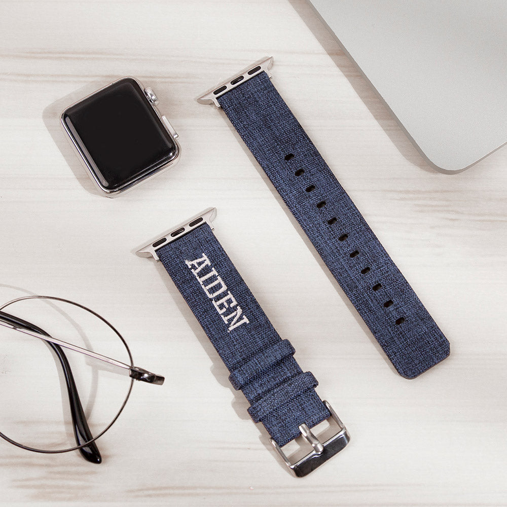 Personalized Name Embroidery Canvas Apple Watch Band