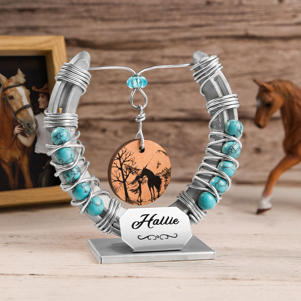 Personalized Lucky Horseshoe Horse Memorial Keepsake
