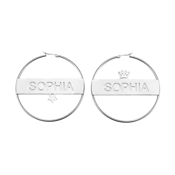 Personalized Name Hoop Earrings with Symbols