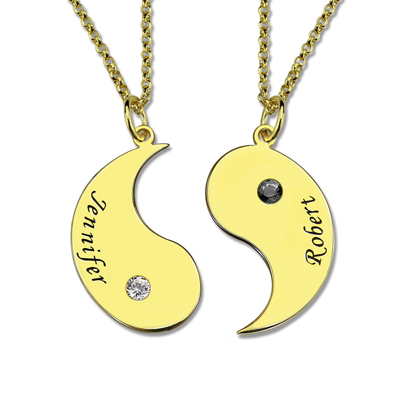 Engraved Best Friends BFF Yin Yang Necklaces Set of 2