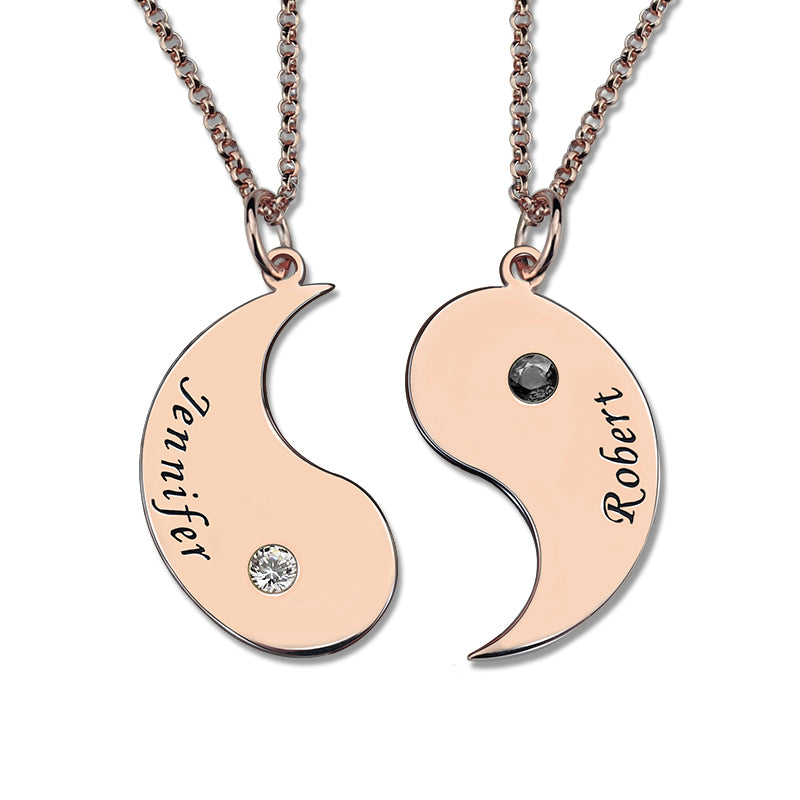 Engraved Best Friends BFF Yin Yang Necklaces Set of 2