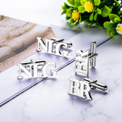 Personalized Letter Name Cufflinks Sterling Silver 925