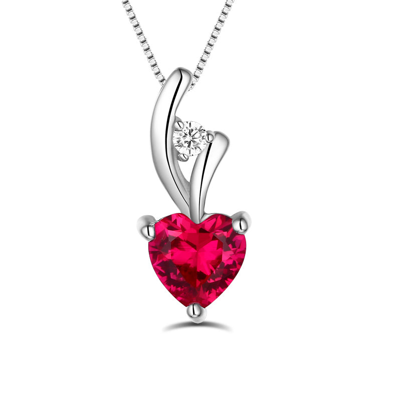 Personalized Heart Birthstone Necklace Sterling Silver