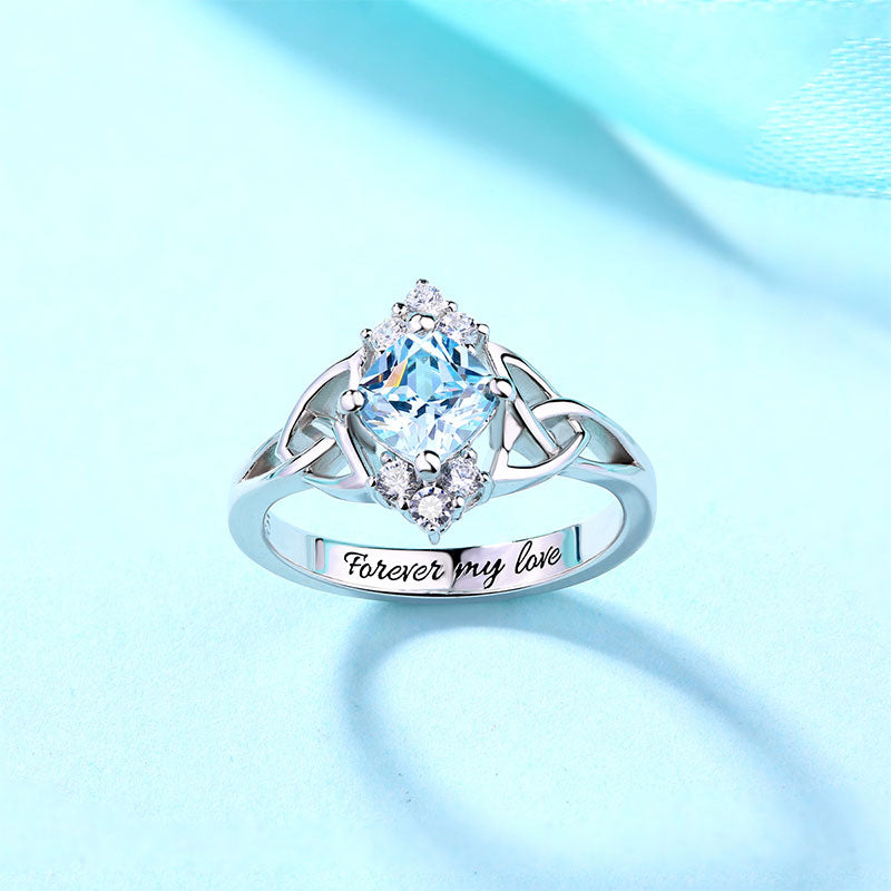 Engraved Celtic Band Birthstone Ring Sterling Silver