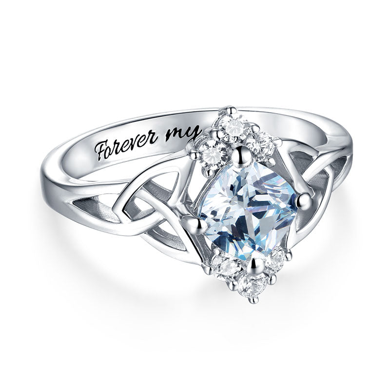 Engraved Celtic Band Birthstone Ring Sterling Silver