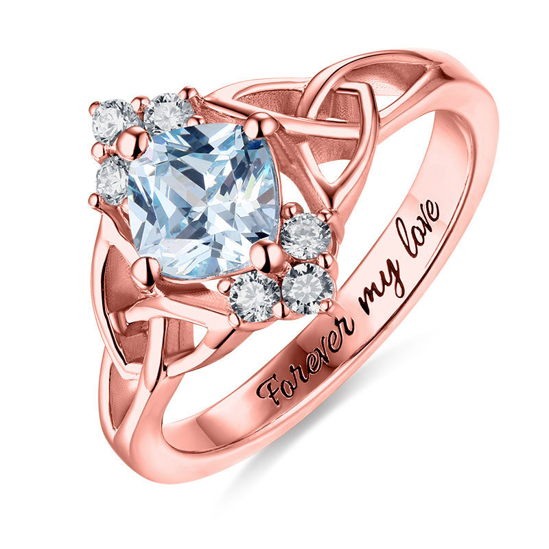 Engraved Celtic Band Birthstone Ring Sterling Silver