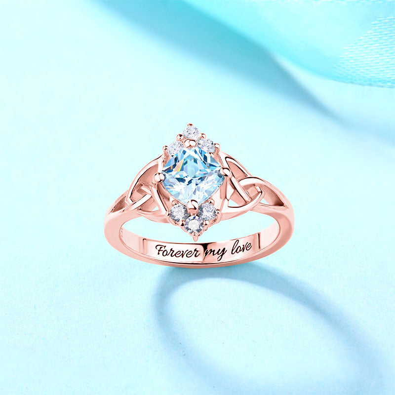 Engraved Celtic Band Birthstone Ring Sterling Silver
