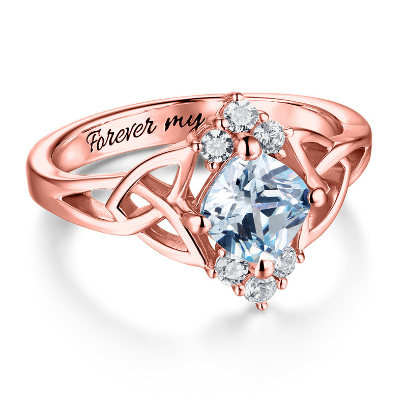 Engraved Celtic Band Birthstone Ring Sterling Silver