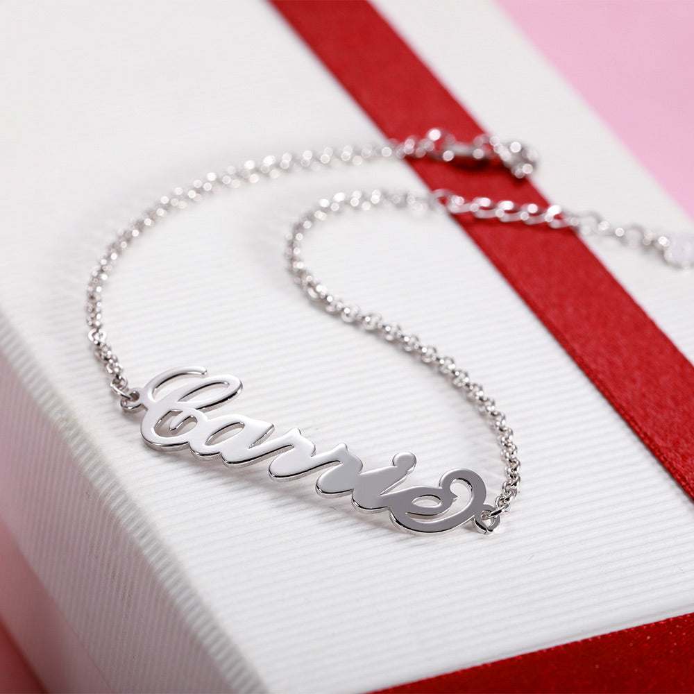 Personalized Name Anklet Sterling Silver
