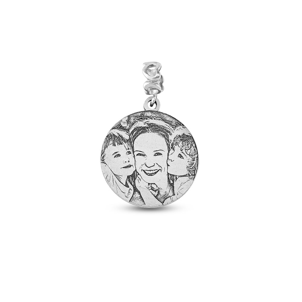 Engravable Sterling Silver Circle Photo Charm