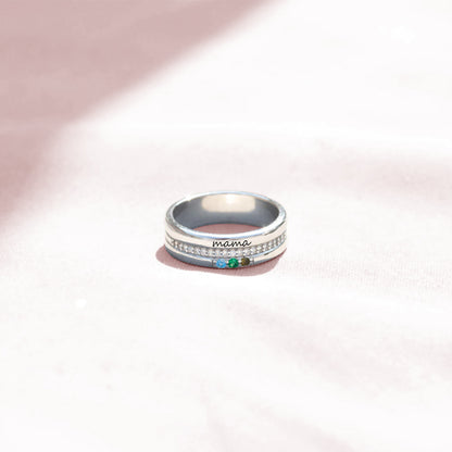 Personalized Mama Ring with Birthstone Brass