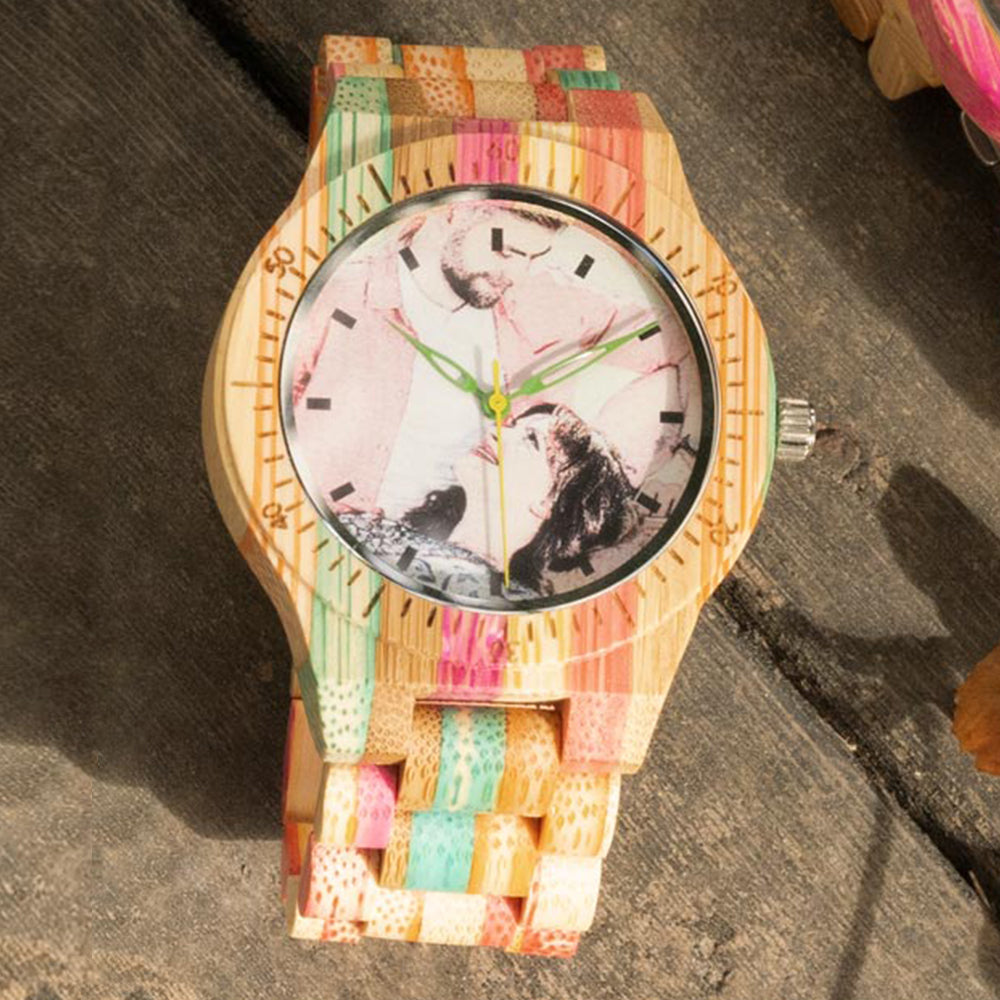 Engravable Bamboo Photo Watch Wax Painting