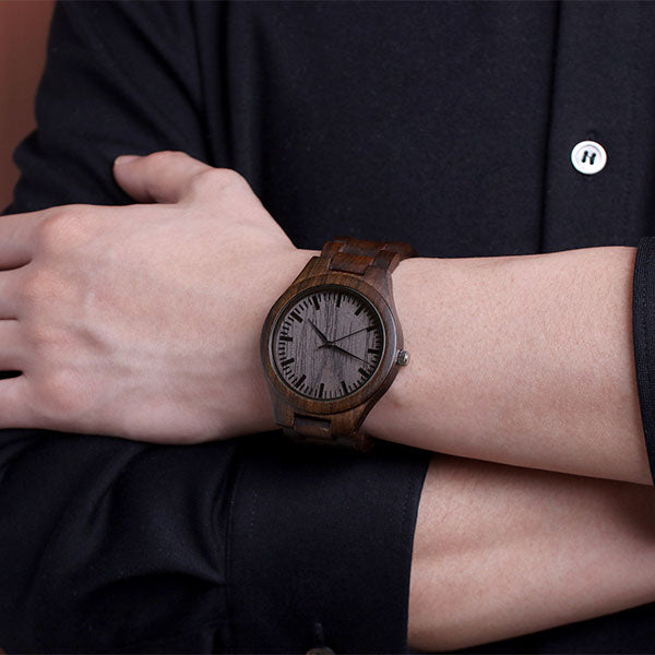 Engraved Ebony Watch for Men