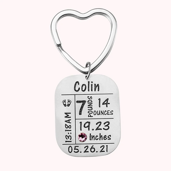 Baby Birth Information Keychain