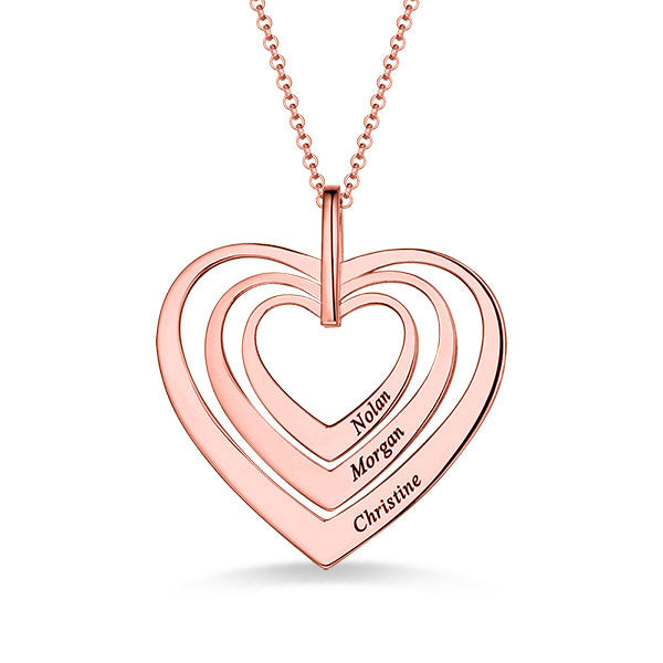 Engraved Family Heart Necklace Sterling Silver