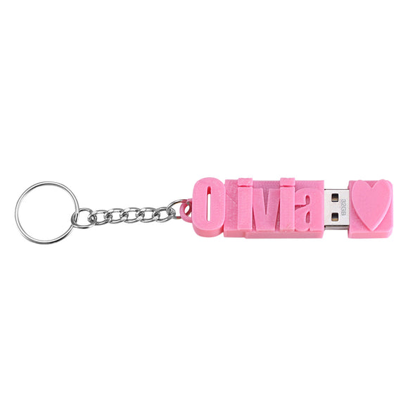 Personalized 3D Print Name USB Keychain 16GB/32GB/64GB