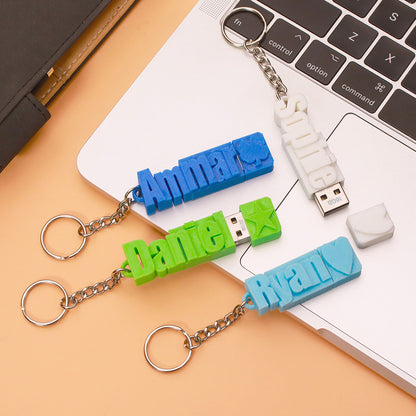 Personalized 3D Print Name USB Keychain 16GB/32GB/64GB