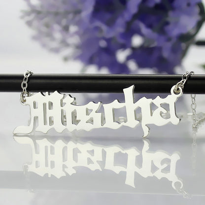 Old English Name Necklace Sterling Silver