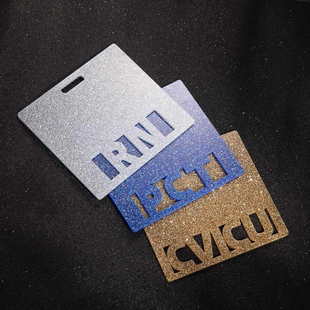 Customized Glitter ID Badge Buddy- Horizontal