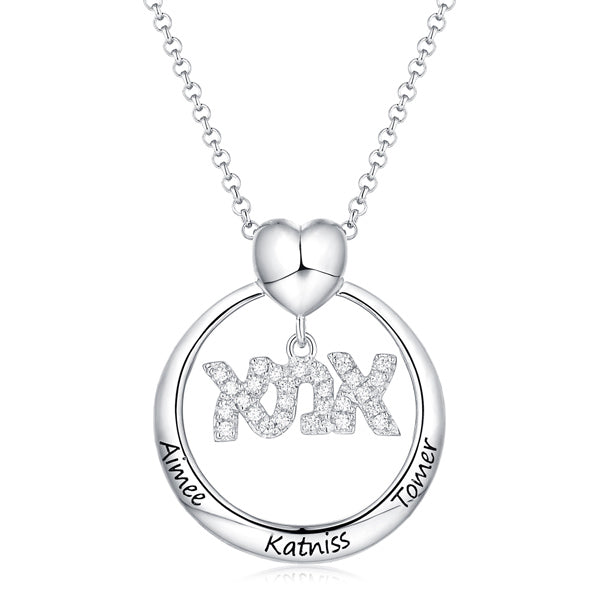 Engraved Hebrew Name Necklace for Mother