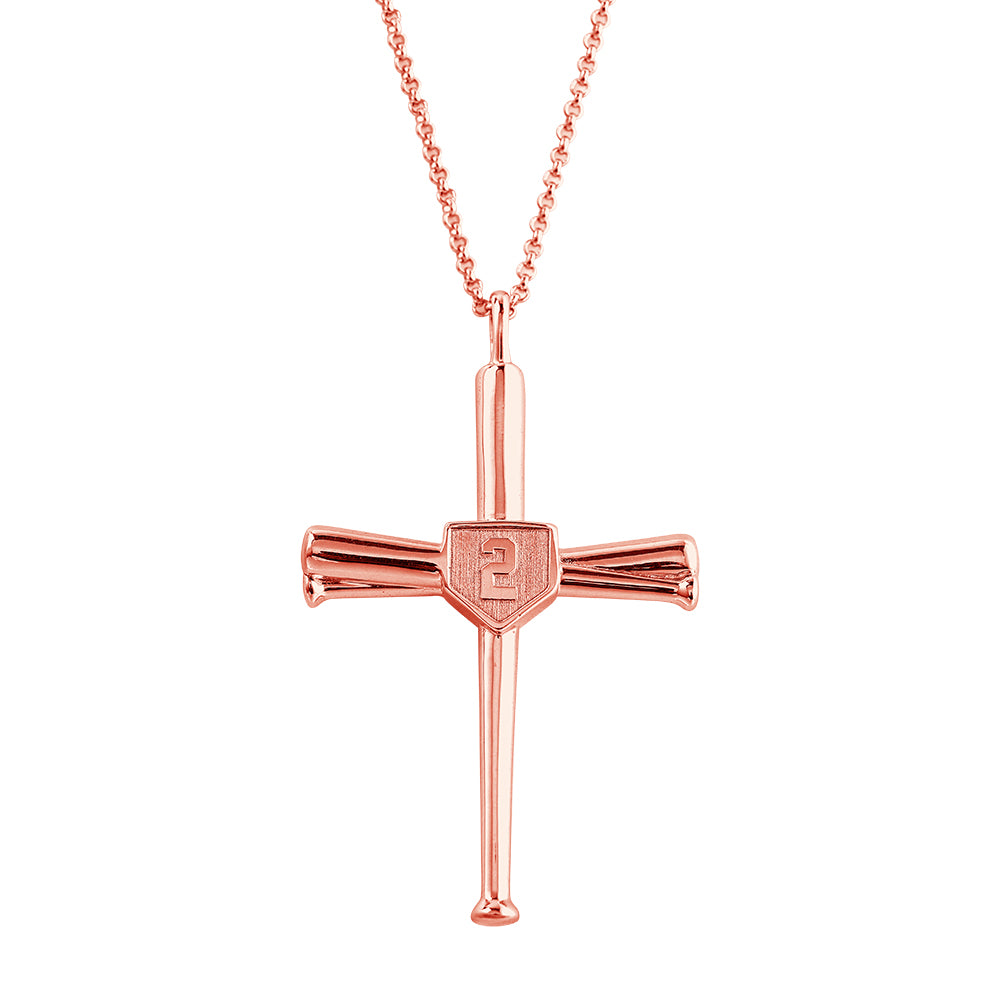 Engraved Double Side Baseball Cross Necklace