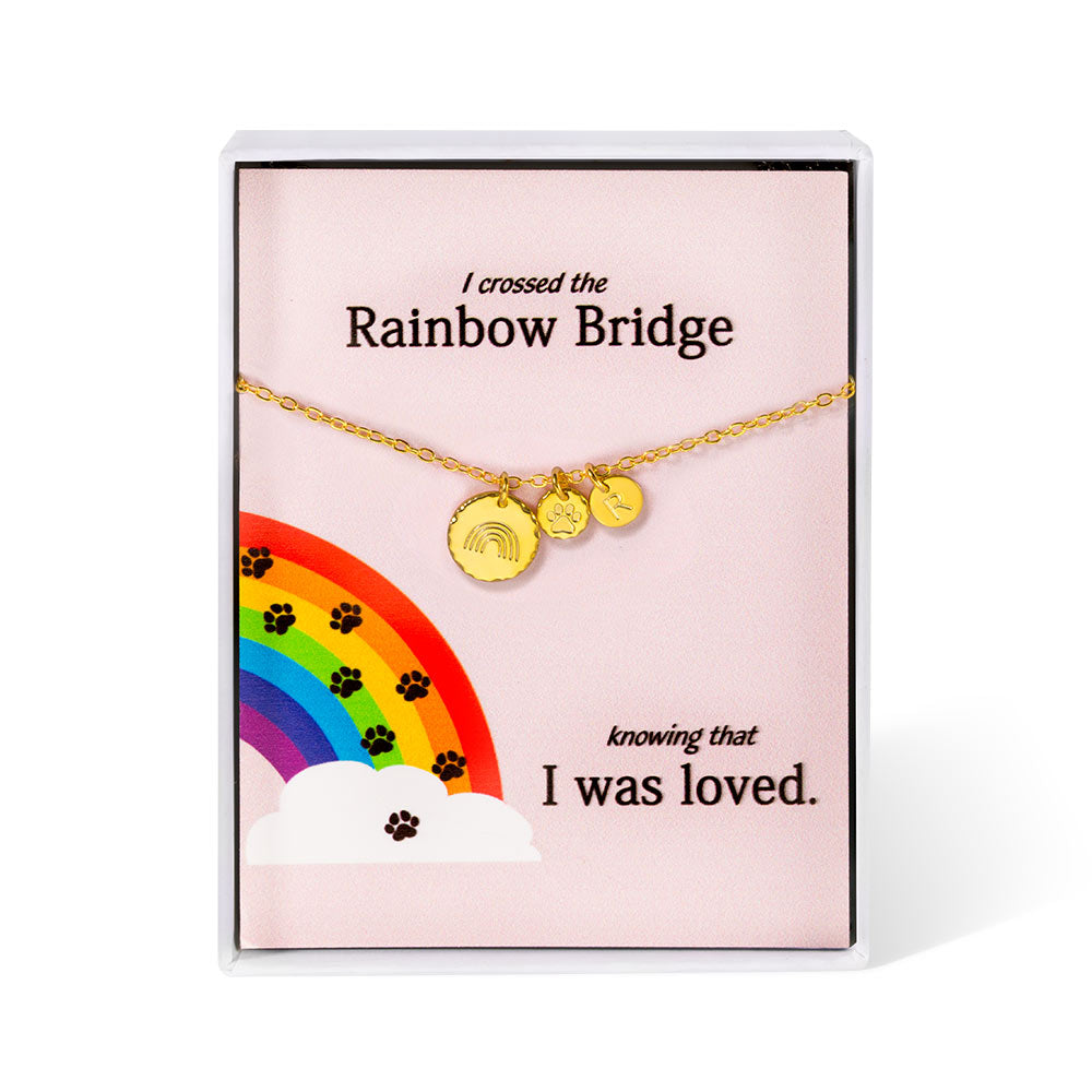 Personalized Rainbow Bridge Pet Memorial Necklace Sterling Silver