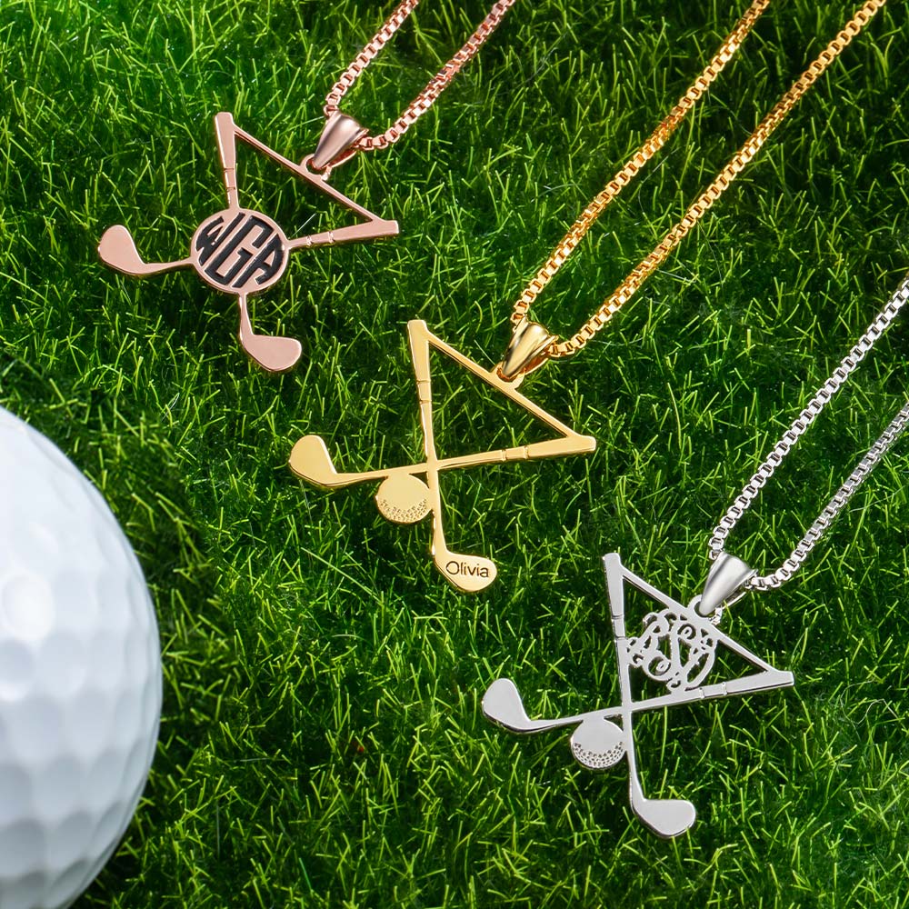 Personalized Golf Necklace Golf Stick Sports Jewelry