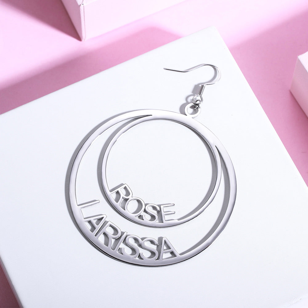Personalized Double Hoop Name Earrings
