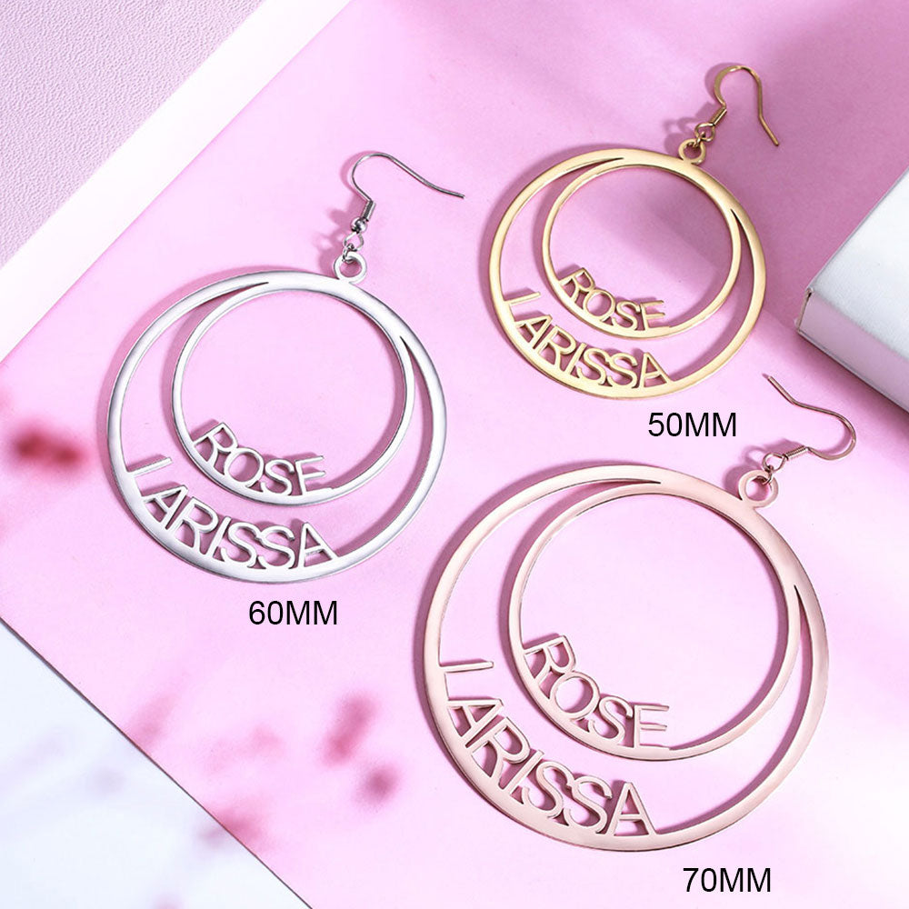 Personalized Double Hoop Name Earrings
