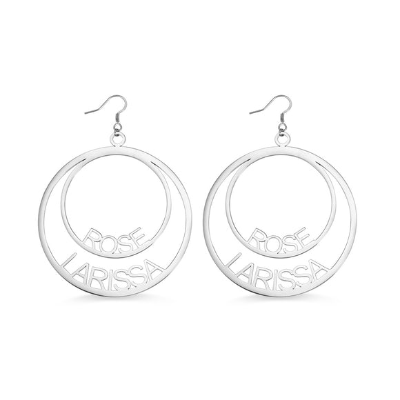Personalized Double Hoop Name Earrings