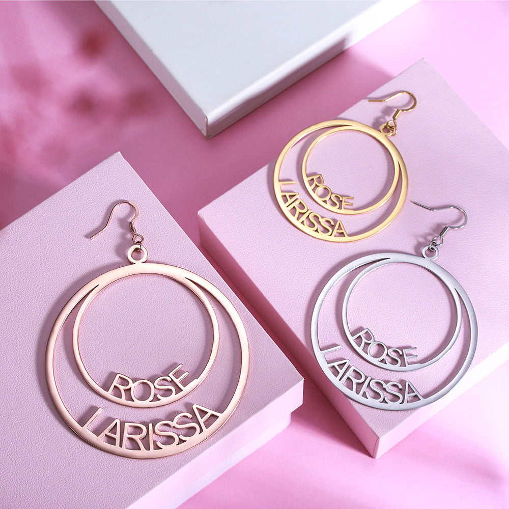 Personalized Double Hoop Name Earrings