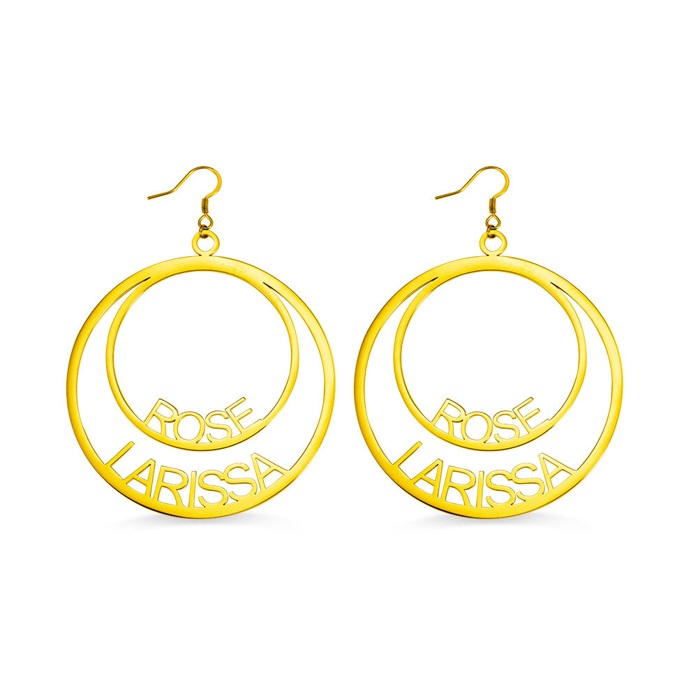 Personalized Double Hoop Name Earrings