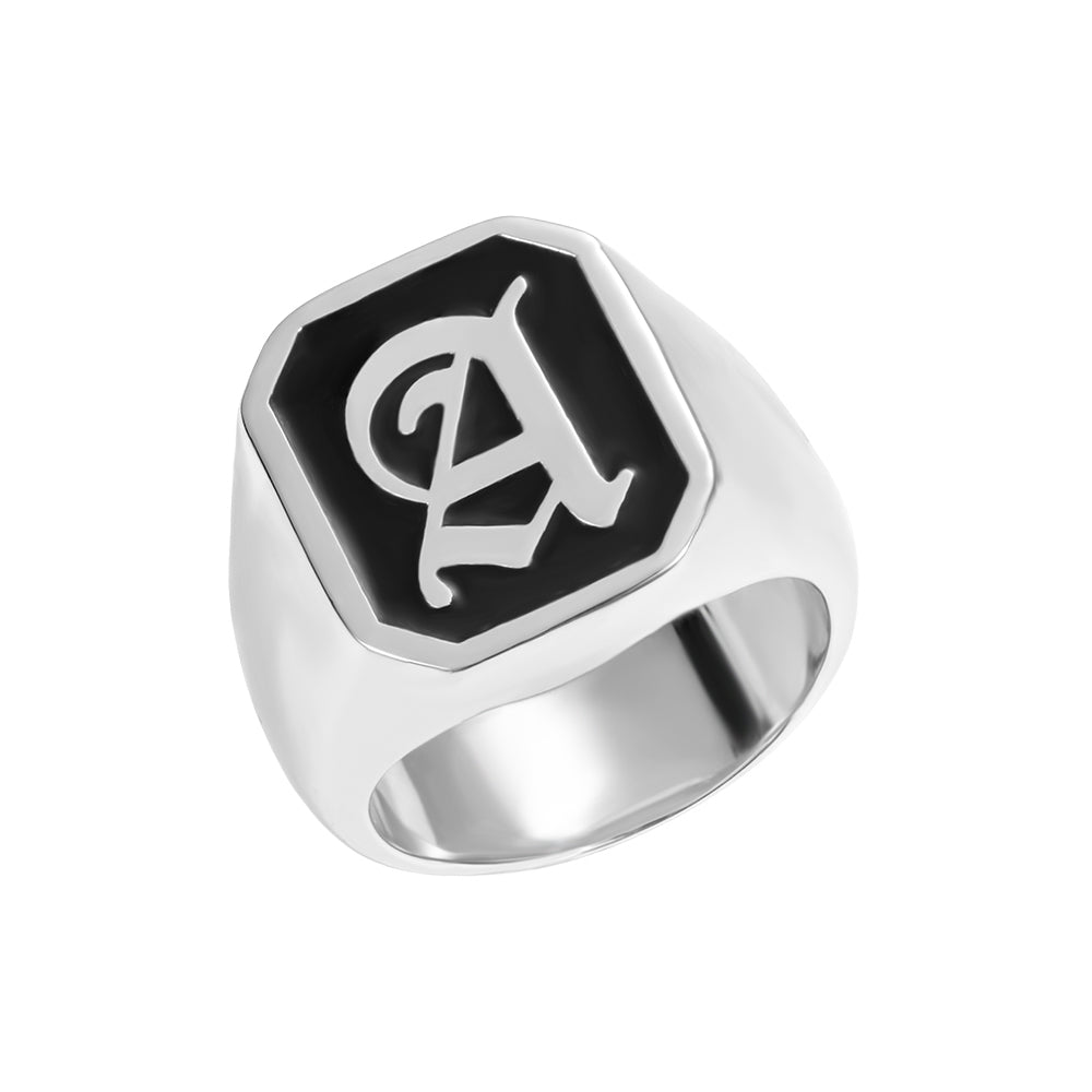 Personalized Octagon Initial Signet Ring Unisex