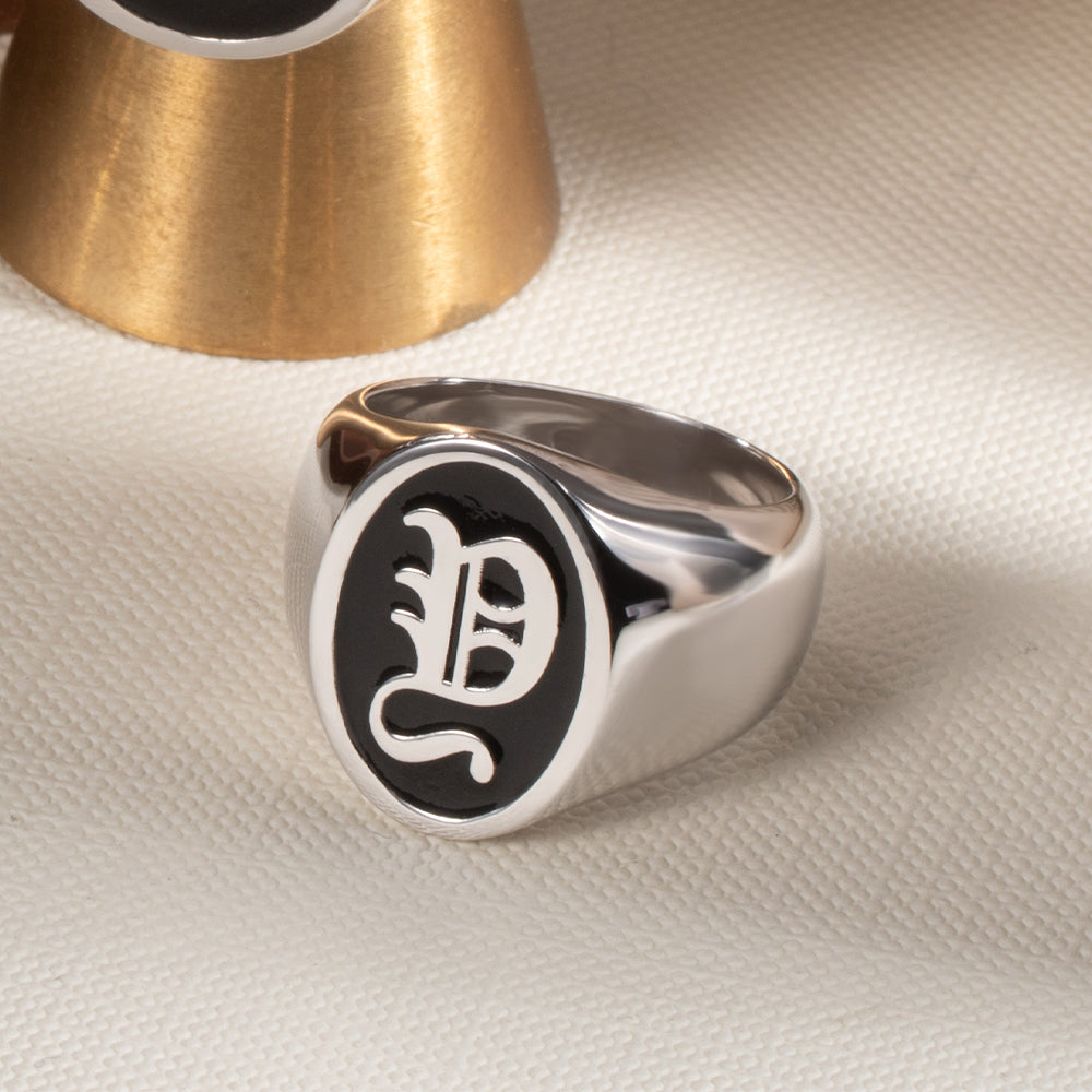 Personalized Oval Initial Signet Ring Unisex