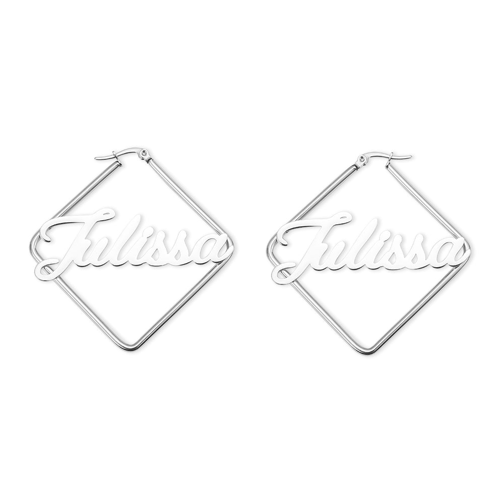 Personalized Square Name Earrings
