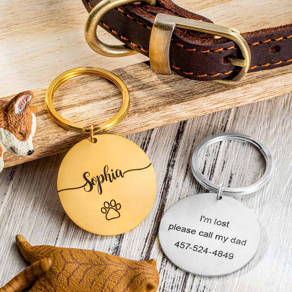 Personalized Custom Dog Keychain Stainless Steel
