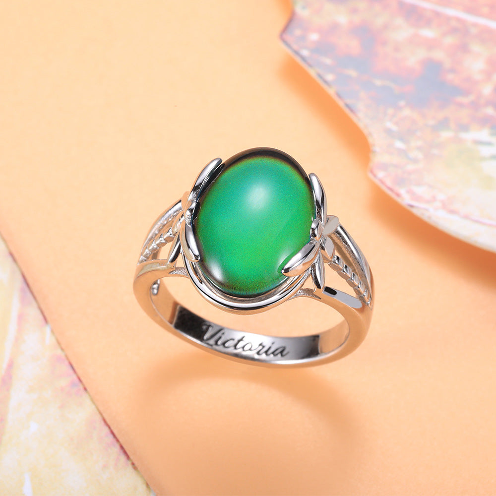 Personalized Color Changing Mood Ring in Silver