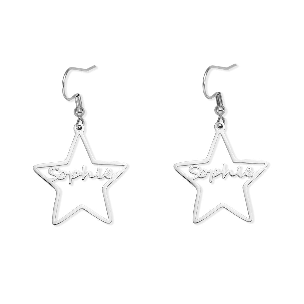 Personalized Star Name Earrings