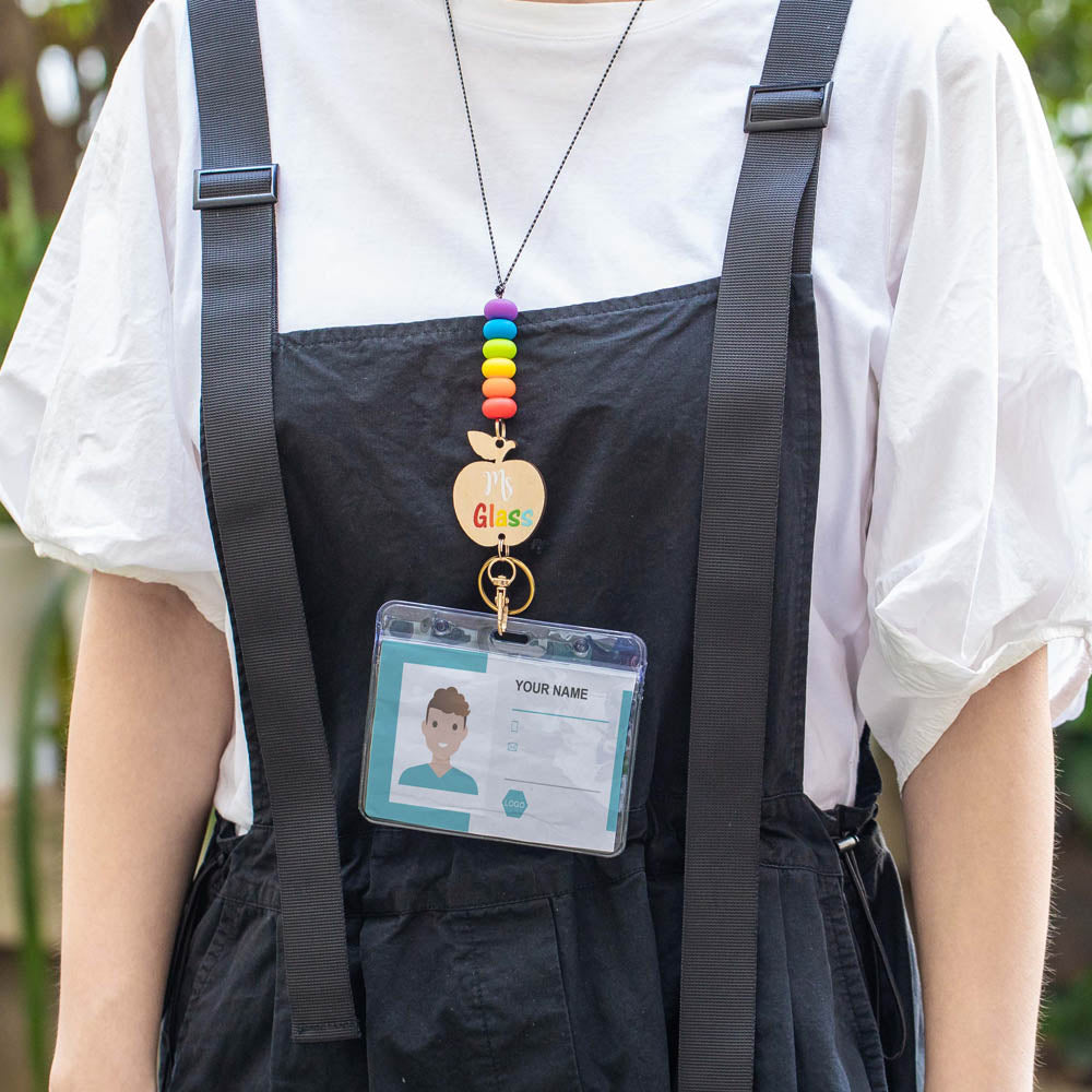 Personalized Wooden Lanyard & Keychain Gift for Teacher - Flat