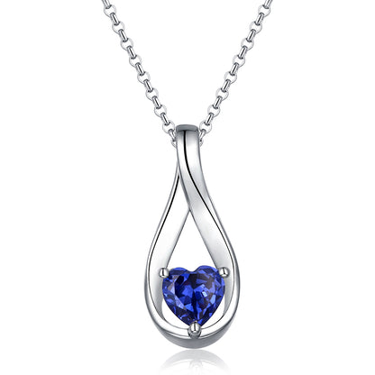 Custom Mobius Heart Birthstone Necklace Sterling Silver