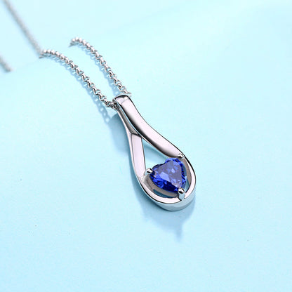 Custom Mobius Heart Birthstone Necklace Sterling Silver