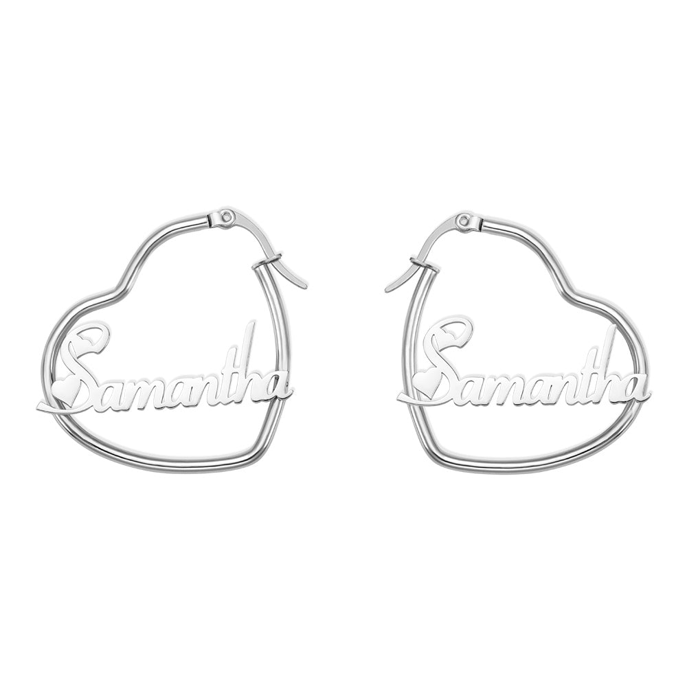 Personalized Crooked Heart Name Earrings