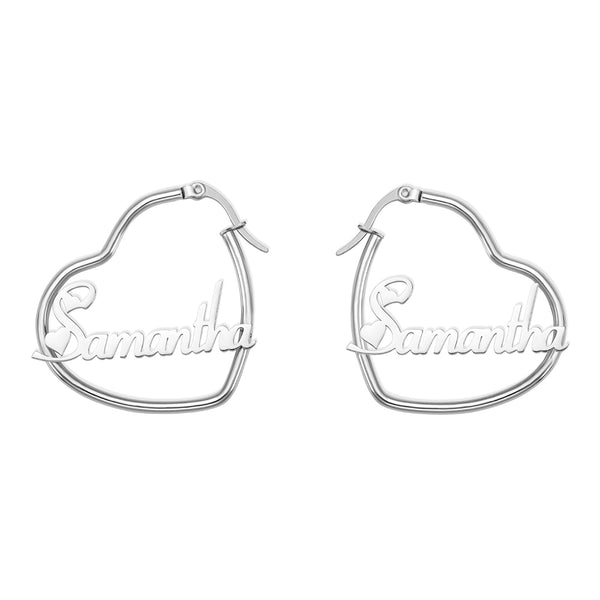 Personalized Crooked Heart Name Earrings