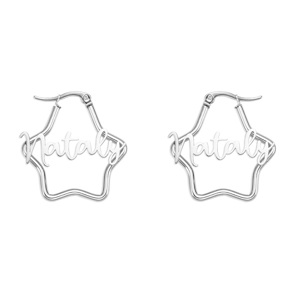 Personalized Three-Dimensional Stars Name Earrings