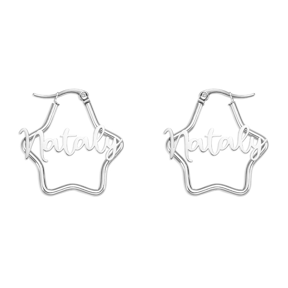 Personalized Three-Dimensional Stars Name Earrings