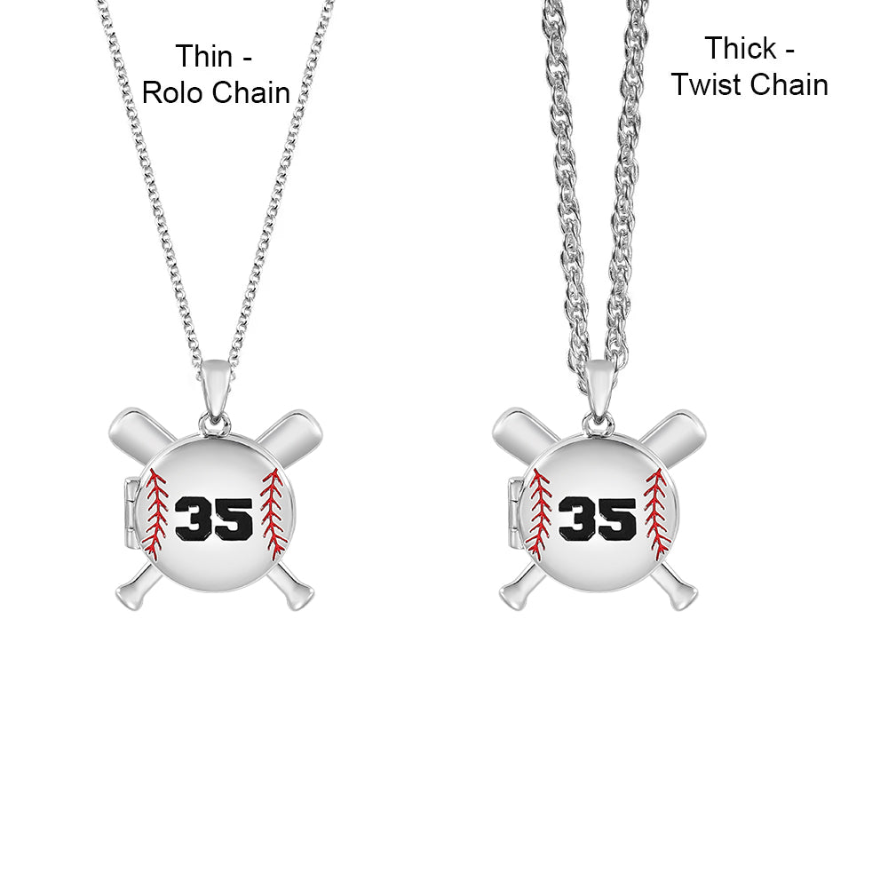 Baseball Necklace with Photo & Engraving - Ball Shape Short Style