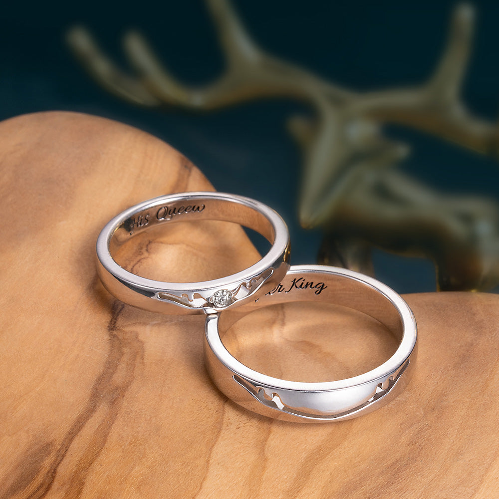 Personalized Antler Ring for Couple