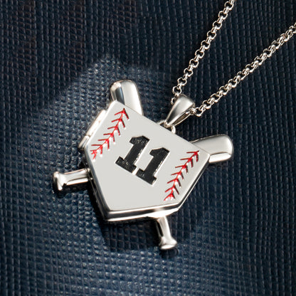 Baseball Necklace with Photo & Engraving - Shield Shape Short Style
