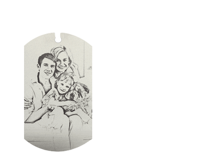 Titanium Steel Engraved Family Photo Necklace for Fathers