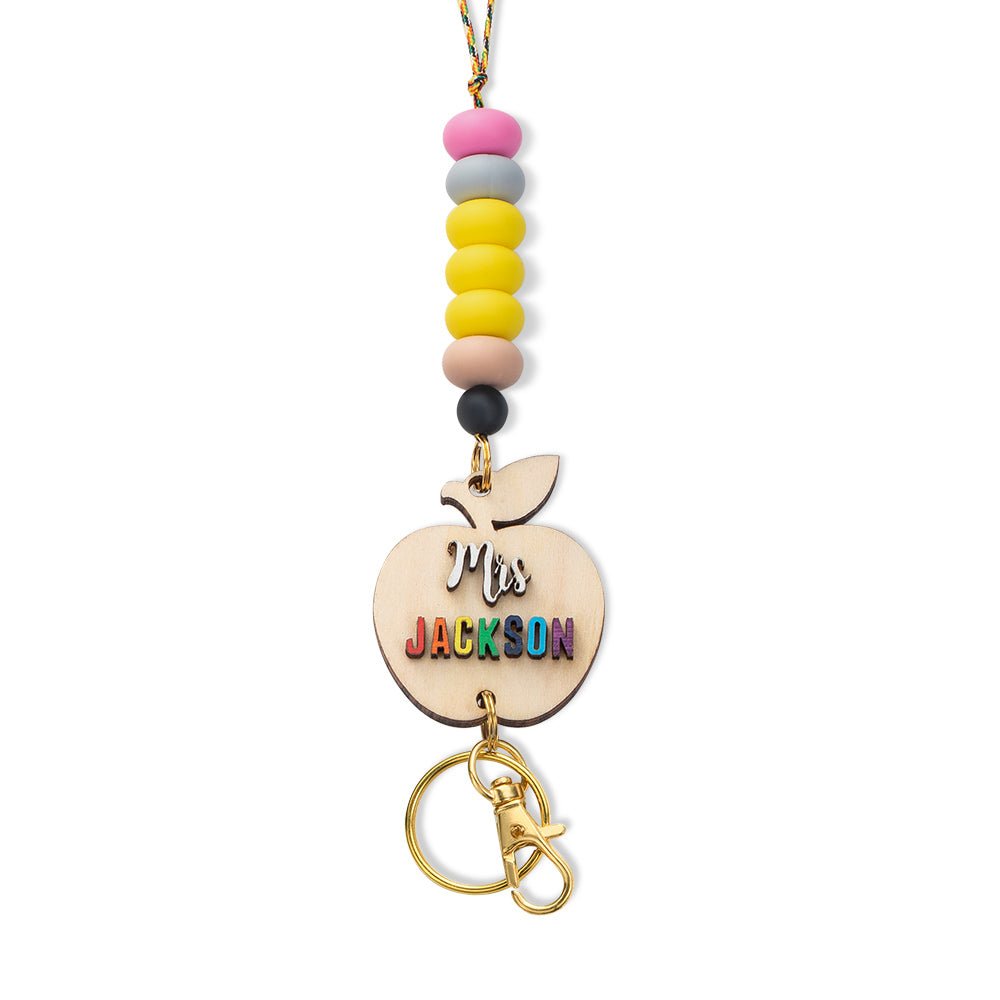 Personalized Wooden Lanyard & Keychain Gift for Teacher - 3D